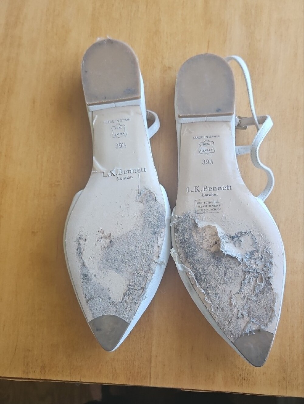 LK Bennett White Pointed Slingback Flats with Strappy Ankle - Picture 2 of 15